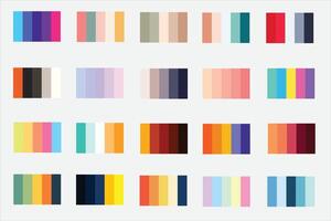 color paletas 1, 20x5 , descubrir 20 conjuntos de vibrante color paletas 5 5 único colores cada para elegante diseños luz, oscuro, antiguo, retro inspiraciones, nuevo vector