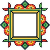 an ornate square frame with flowers and leaves vector