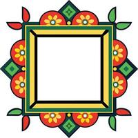 an ornate square frame with flowers and leaves vector