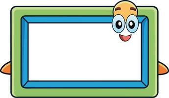 rectangular frame a cartoon character holding a blank doodle frame vector