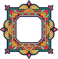 an ornate square frame with a colorful pattern vector