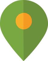 a green map marker with an orange dot, a location pin icon vector