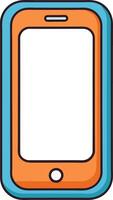 Doodle Phone Frame, a cartoon blue and orange phone, Transparent Screen and Background vector