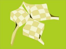 three green ketupat dishes with a colored backround vector