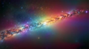 Fantasy scene of a swirling nebula of multicolored light against a dark background. video