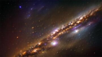 fantasia grafica scena un' luminosa nebulosa roteato con innumerevoli stelle attraverso il buio notte cielo video