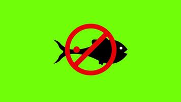 Fishing banned, no fishing allowed sign on green screen background 2d animation prohibiting sign video