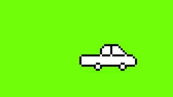 pixel speelgoed- tekenfilm auto groen scherm 2d animatie, 90s stemming, 8 bit retro stijl video