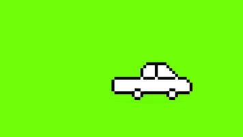 pixel giocattolo cartone animato auto verde schermo 2d animazione, anni 90 umore, 8 bit retrò stile video