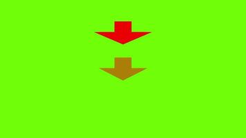 conjunto do solta baixa Setas; flechas, Setas; flechas abaixo, clique aqui movimento gráfico animação, 4k em verde tela fundo video