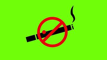 2D animation of no smoking sign, prohibiting sign animated on green screen background video