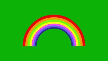 Regenbogen 2d Animation, Bewegung von Regenbogen, animiert Wetter Symbol, Sommer- Symbol auf Grün Bildschirm Hintergrund 4k video