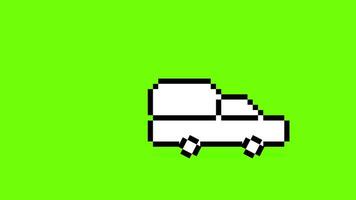 pixel speelgoed- tekenfilm auto groen scherm 2d animatie, 90s stemming, 8 bit retro stijl video