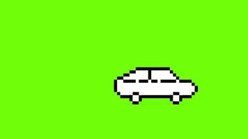 pixel jouet dessin animé voiture vert écran 2d animation, Années 90 humeur, 8 bits rétro style video