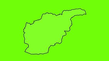 Afghanistan map simple black line art 2d animation on green screen background, afghanistan territory outline drawing animated video