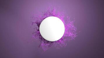 White circle and purple flowing particles video