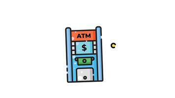 Bankomat animerad ikon med alfa kanal. perfekt för projekt och presentationer video