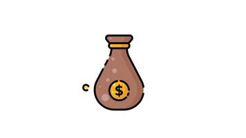 pengar väska animerad ikon med alfa kanal. perfekt för projekt och presentationer video