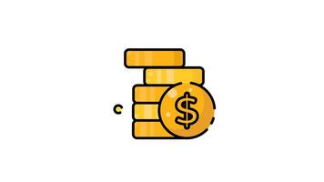 Currency Coins animated icon with alpha channel. Perfect for project and presentations video