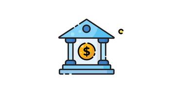 Bank animated icon with alpha channel. Perfect for project and presentations video