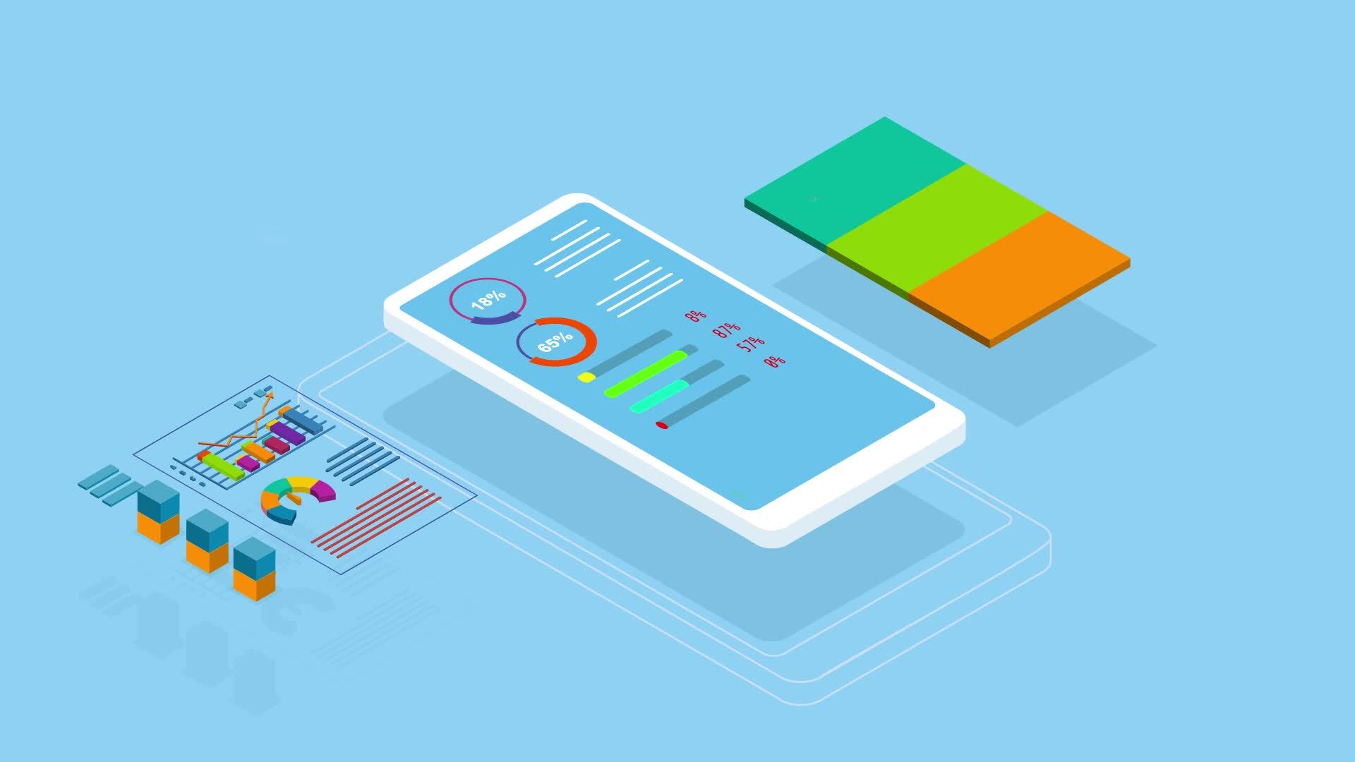 Application of Smartphone with Market trend analysis, business graph ...