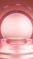 rosa neon lusso podio piedistallo Prodotto Schermo e nero scatola ritratto sfondo 3d rendering, sorprendente per Prodotto promozione video