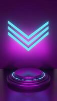 zwart en blauw neon luxe podium voetstuk Product Scherm en Purper doos portret achtergrond 3d renderen video