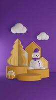 3D purple background natal minimalist podium portrait template, suitable for product promotion video