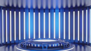 blu e splendore lusso podio piedistallo Prodotto Schermo e blu scatola sfondo 3d interpretazione video