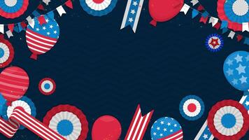 4th of July Patriotic Background with Balloons and Flags video