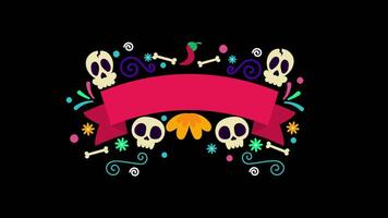 Day of the Dead Skulls Flowers Dia De Muertos Call Out Lower Third Alpha video