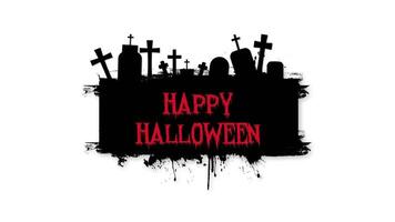 Happy Halloween Text Call Out with Tombstones and White Background video