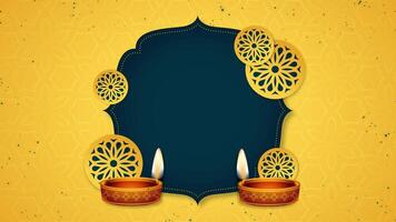 dorado antecedentes con dos iluminado diwali velas indio estilo contento diwali antecedentes video