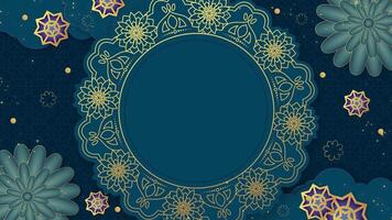 blauw achtergrond met goud sterren en bloemen eid al adha Islamitisch video
