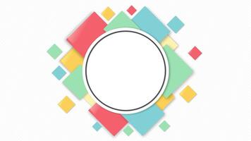 Colorful square frame with a white circle in the middle Background video