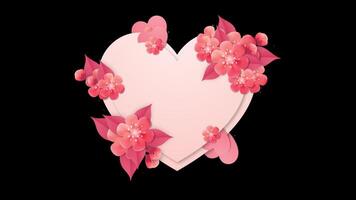 hart vormig kader met roze bloemen bruiloft kader alpha video