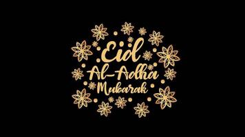 Eid Al-fitr Gold Lettering Text on Alpha Background video