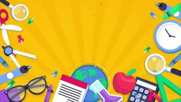 Teachers Day Colorful background with school supplies video