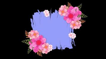 Blue wedding frame with pink flowers alpha video