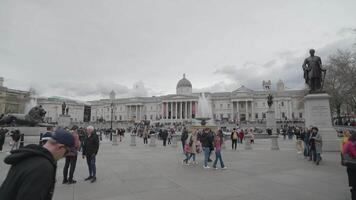 london, förenad rike - april 2, 2024 - trafalgar fyrkant, de nationell Galleri, nelsons kolumn monument, statyer och skulpturer video