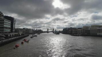 The Thames River in London with the Tower Bridge in the background video