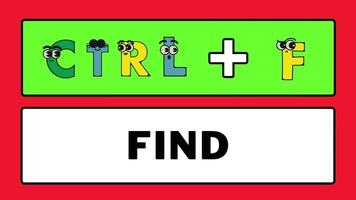 Cartoon alphabets computer keyboard shortcut key speeds up the work of the text sortcut animation. video