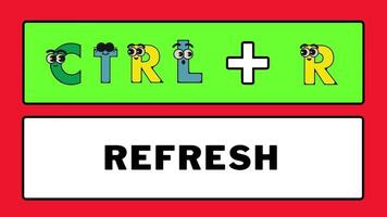 Cartoon alphabets computer keyboard shortcut key speeds up the work of the text sortcut animation. video