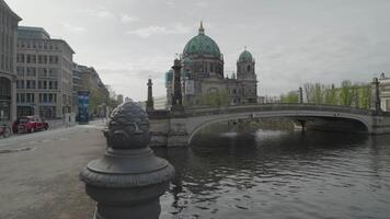 Berlin, Germany - April 5, 2024 - The Spree River with the Berliner Dom Cathedral in the background video