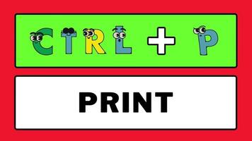 Cartoon alphabets computer keyboard shortcut key speeds up the work of the text sortcut animation. video