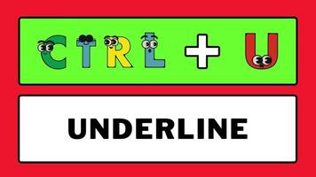 Cartoon alphabets computer keyboard shortcut key speeds up the work of the text sortcut animation. video