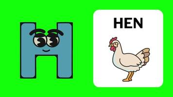 h. tecknad serie brev animera alfabet inlärning för barn abcd för barnkammare rim förskola inlärning videoklipp. video