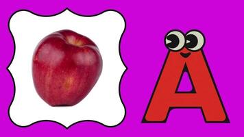 carta uma. abc alfabeto Aprendendo animar crianças Educação video