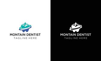 logo diseño dentista en el montañas o dientes con un montaña vector
