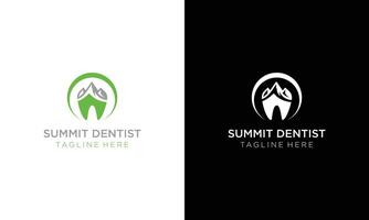 logo diseño dentista en el montañas o dientes con un montaña vector
